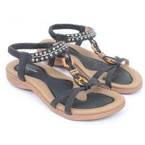 Littleplum Womens 9 Comfort Arch Support Flip Flops Elastic Slingback Sandals